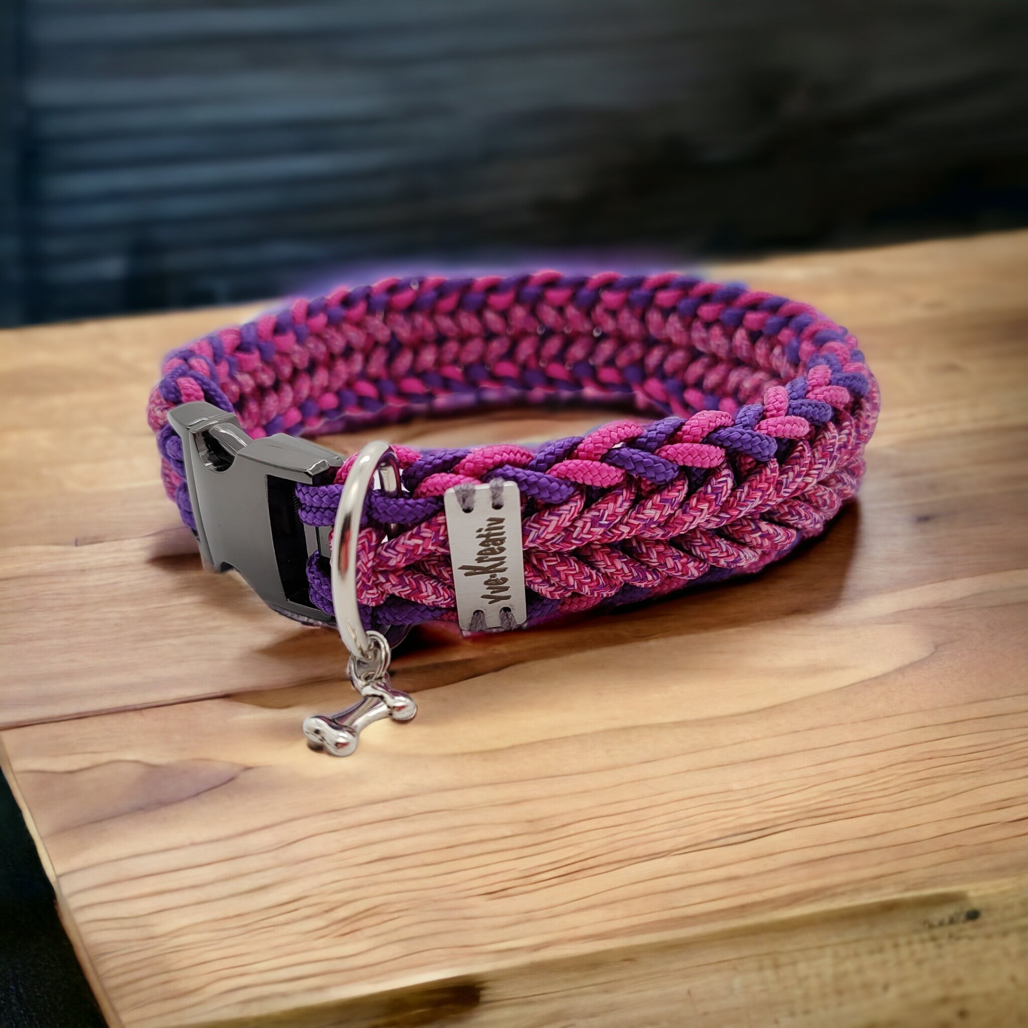 Hundehalsband Halsumfang 34 cm geknotet Paracord (Fallschirmschnur) mit Metall Buckle Schnellverschluss  #1603980235