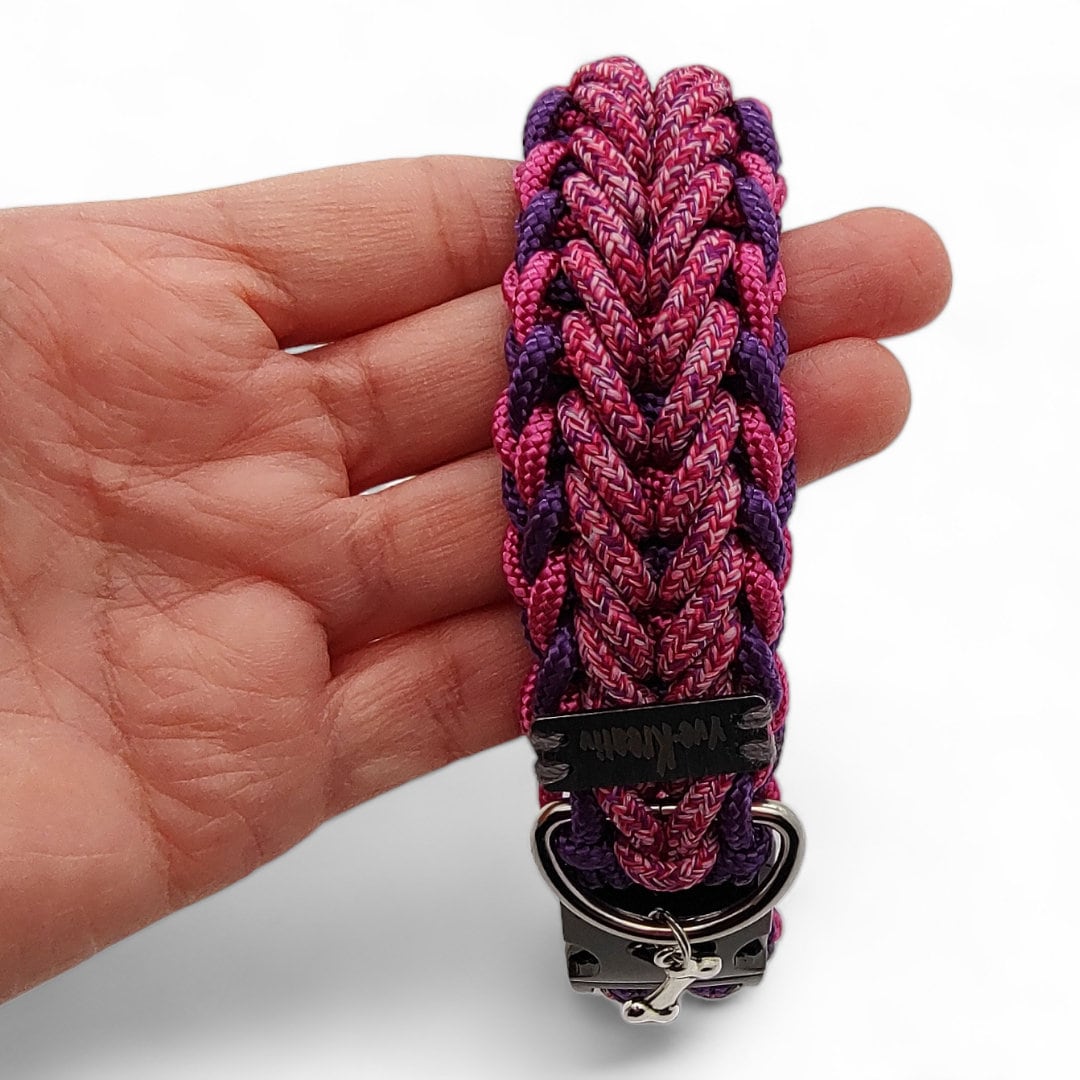 Hundehalsband Halsumfang 34 cm geknotet Paracord (Fallschirmschnur) mit Metall Buckle Schnellverschluss  #1603980235
